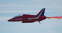 Hawk T1 of the Royal Air Force Red Arrows Reds4 (1942095592).jpg