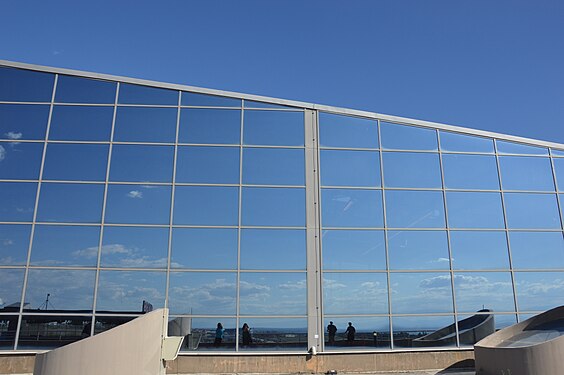 Reflection of the sky on glass windows.