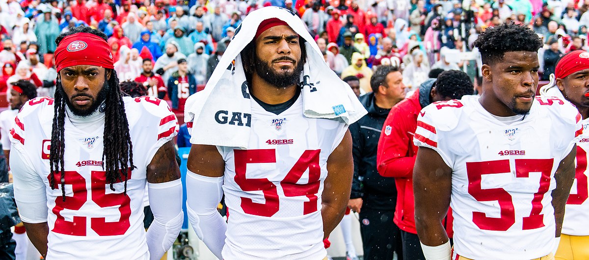 File:Richard Sherman, Fred Warner, and Dre Greenlaw (cropped).jpg