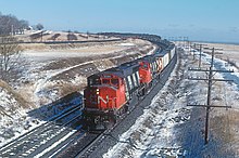 A CN Rail freight train at Lovekin, March 1980. Roger Puta Shot One Afternoon at Lovekin, Ontario -- 7 Photos (34765549211).jpg