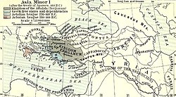 Anatolia after the Treaty of Apamea in 188 BCE. RomanPowerAsiaMinor188BCE.JPG