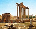 «Parti af Forum Romanum med Concordia-Templet og Septimius Severus' Triumphbue, set fra Foden af Capitol» Signert Const. H. 1846. Olje på lerret. 67 x 84 cm[5]