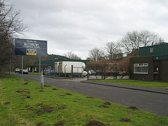 Station site in 2006, now an industrial estate. Rothbury Railway Station.jpg
