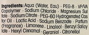 Deklaration der Inhaltsstoffe eines Salzsprays mit Magnesiumsulfat, Natriumchlorid und Natriumcitrat