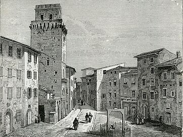 from Piazza della Cisterna. Torre del Diavolo.