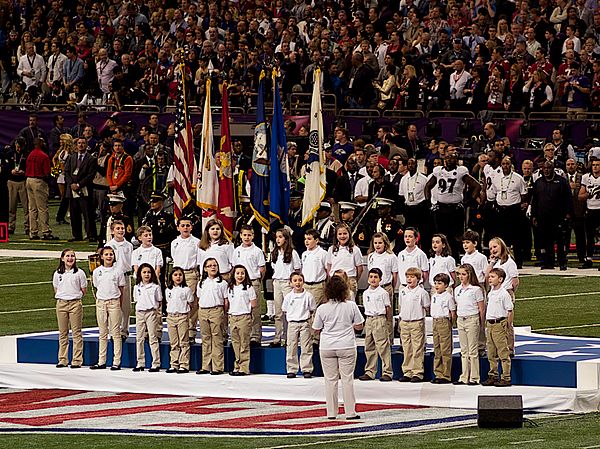 Sandy Hook Elementary School Choir performing before Super Bowl XLVII