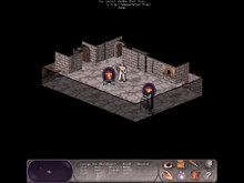 An adventurer finds a teleportation portal while exploring a dungeon in the role-playing video game Falcon's Eye. Screenshot-Falcons-Eye.png