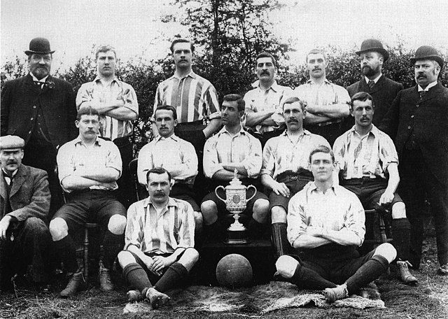 Sheffield Wednesday players posing with the FA Cup won in 1896