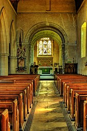 The nave, looking through the tower arches towards the chancel Shipley - St Marys interior.jpg