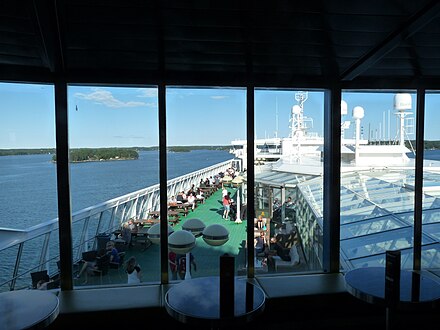 Sun deck and archipelago, abord a Baltic Sea ferry