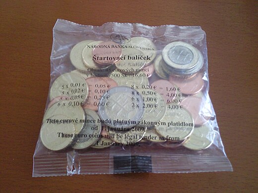 Een starterssetje met Slowaakse euromunten