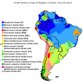 南美的柯本氣候分佈圖