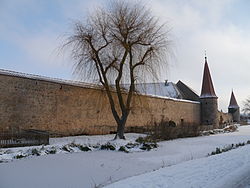 Water-filled trench on the city wall in Merkendorf