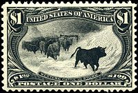 "Black Bull" or "Western Cattle in Storm" Stamp US 1898 1dollar Trans-Miss.jpg