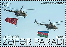 Stamp of Azerbaijan - 2020 - Colnect 1025669 - Victory Parade Celebrating End of Karabakh War.jpeg