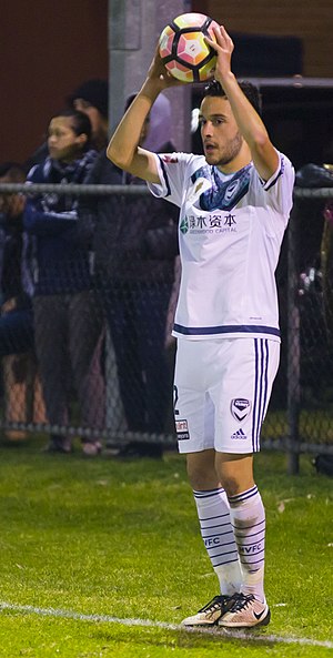 Stefan Nigro takes a throw-in for Melbourne Victory Stefan Nigro Port Melbourne August 2016.jpg