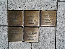 Stolpersteins Julius Stern, Auguste Stern, Jenny Weil, Rolf Stern, Margot Stern, Hauptstraße 15, Meckenheim.jpg