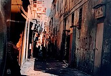 "Vote PN" graffiti in Strait street, Valletta, 1980 Strait street, Valletta, 1980.jpg