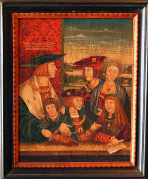 Porträt des Kaisers Maximilian und seiner Familie (Anonymer Meister)