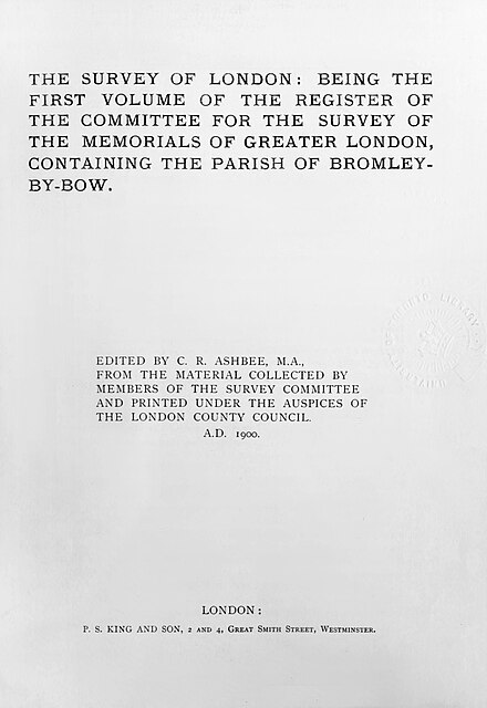 Title page of the first volume, covering Bromley-by-Bow, 1900