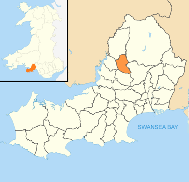 Location of Pontlliw and Tircoed in the City and County of Swansea Swansea Wales communities - Pontlliw and Tircoed locator.png