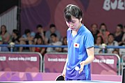 Deutsch: Tischtennis bei den Olympischen Jugendspielen 2018; Tag 9, 15. Oktober 2018; Mixed, Finale, Mixed-Doppel – Miu Hirano (JPN) gegen Sun Yingsha (CHN) 2:3 English: Table tennis at the 2018 Summer Youth Olympics at 15 October 2018 – Mixed Final, Mixed-Double – Miu Hirano (JPN) Vs Sun Yingsha (CHN) 2:3