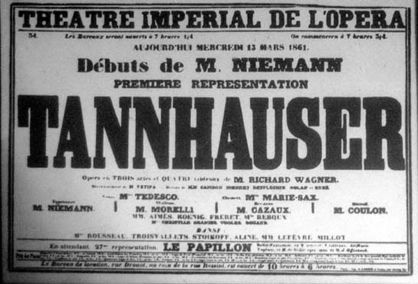 Poster for first Paris production of Wagner's opera Tannhäuser