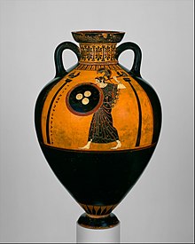 Side depicting Athena Terracotta Panathenaic prize amphora MET DT5492.jpg