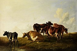 Cattle in the pasture by Thomas Sidney Cooper, 1881. Thomas sidney cooper painting1.jpg