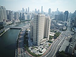 Aerial view of the subdistrict along the Hai River, 2019