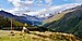 Blick von Hochgurgl ins Gurgler Tal, über dem Talende der Schalfkogel