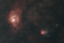 Trifid and Lagoon nebulae, 500mm F4