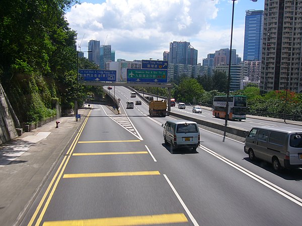 Tseung Kwan O Road, a main road marking the boundary of Lam Tin