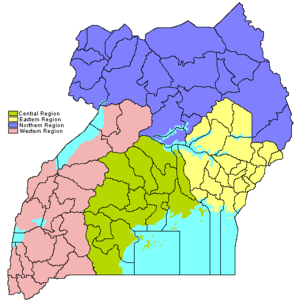 Regions of Uganda (with district borders as they were in 2006) UgandaRegionsLegend.png