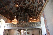 English: Ceiling and organ in Ulricehamn church, Ulricehamn, Sweden. The ceiling was decorated in 1688 by Anders Falck. The organ is from 1940, but its front is from around 1740.