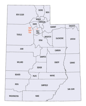 Map of Utah counties (clickable) Utah counties map.png
