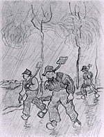 Van Gogh Drei Bauern mit Pik auf einer Straße im Regen vgm f1597r jh1949.jpg