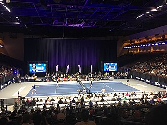 A men's doubles match between the Las Vegas Rollers and Philadelphia Freedoms Vegas Rollers vs. Philadelphia Freedoms, 2019.jpg