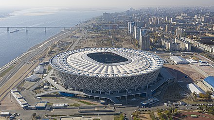 Aerial view of the Volgograd Arena in 2018