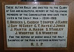 Thumbnail for File:WW1 memorial inside St Chad and All Saints Church - geograph.org.uk - 5584198.jpg