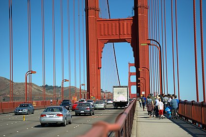 Walking on the Golden Gate bridge