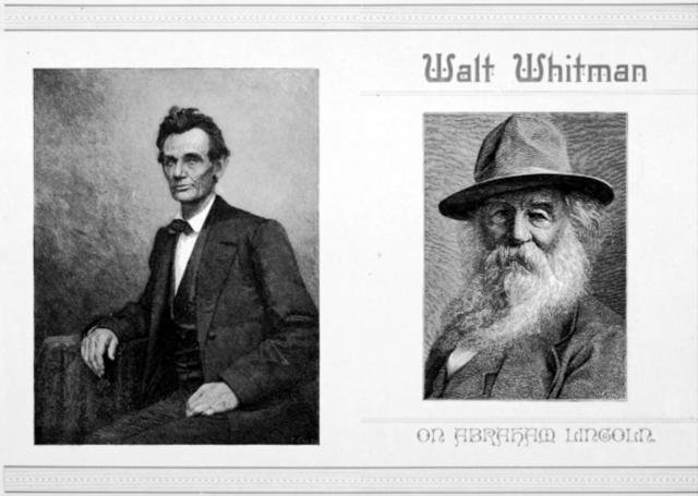 The cover for a program from one of the deliveries of Walt Whitman's lecture on Abraham Lincoln