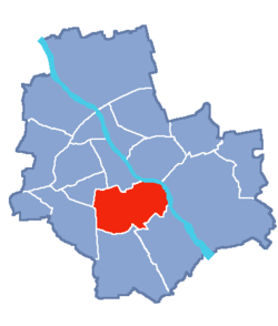 Location of Mokotów within Warsaw
