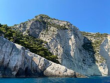 White cliffs on the coast of Zaknythos
