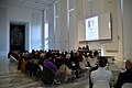 Conferenza Sala d'Onore alla Triennale di Milano, un pubblico attento segue gli interventi