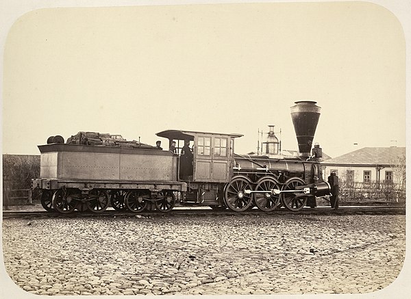 Wood-burning locomotive on the Nikolaev railway, c. 1858