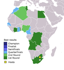 Best results of African men's national football teams at the FIFA World Cup World cup african countries best results and hosts.png