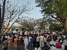 Wrestling competition called Aakhada organised on second day of annual village festival Wristling1.jpg