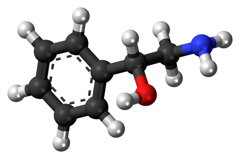 File:(R)-Phenylethanolamine molecule ball.png