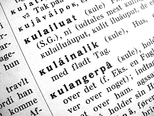 ⟨ĸ⟩ in a Greenlandic–Danish dictionary from 1926